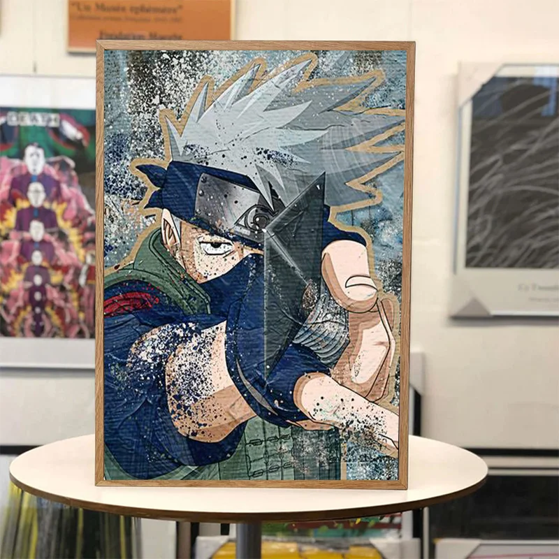 Diy pintura a óleo digital anime japonês sasuke kakashi por números desenho  adulto pintados à mão parede imagem decoração 40x50cm