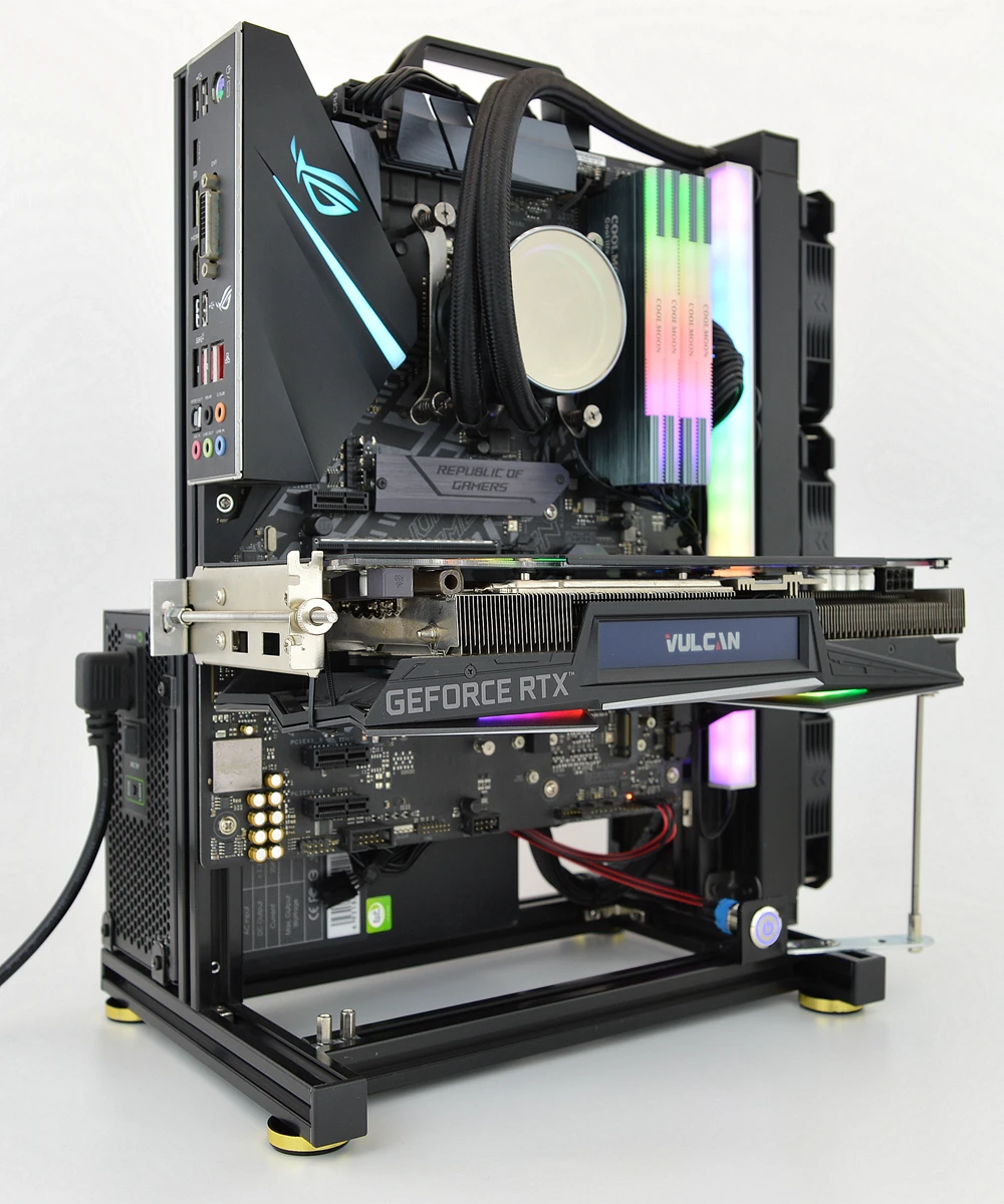 S43e5aa589c36469ba92d8eb159fd6f95N Open PC Case Frame DIY Creative Rack Mini ITX MATX Gamer Cabinet ATX Air/Water Cooler 360 Desktop Computer Gaming Chassis Mallzona