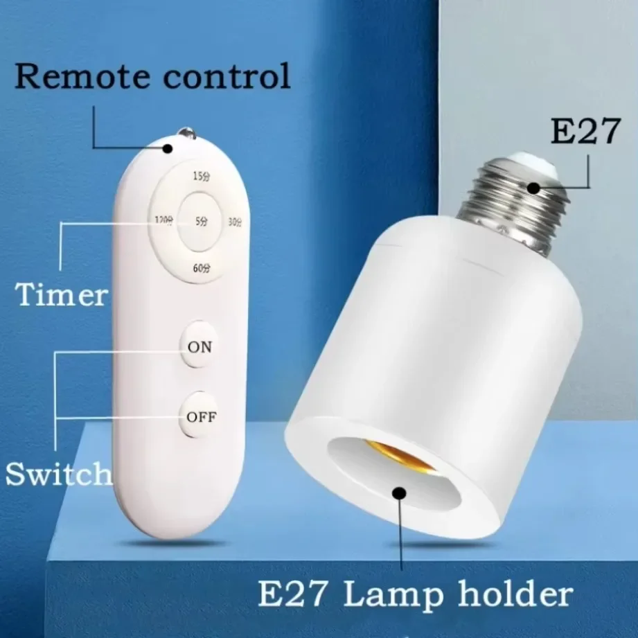 E27 Wireless Remote Control Smart Timer Switch 85V-265V Lamp Holder Multi Light Switch Baby Room Bedroom Home Smart Timer