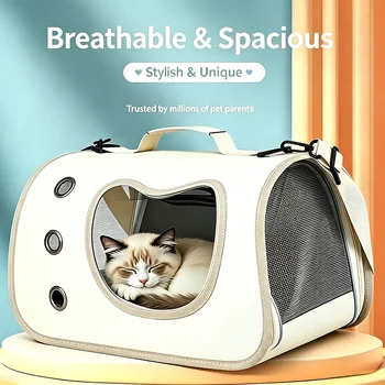 Borsa Trasportino Pieghevole Portatile Leggera e Traspirante per Cani di Piccola Taglia, Gatti e Gattini - Borsa a Tracolla Impermeabile per Viaggi all'Aperto