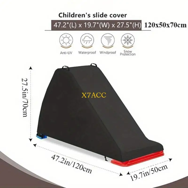 X7AC 방풍 놀이 그라운드 슬라이드 커버 방수 옥스포드 소재 어린이를위한 보안 고정 시스템 보관 가방 야외