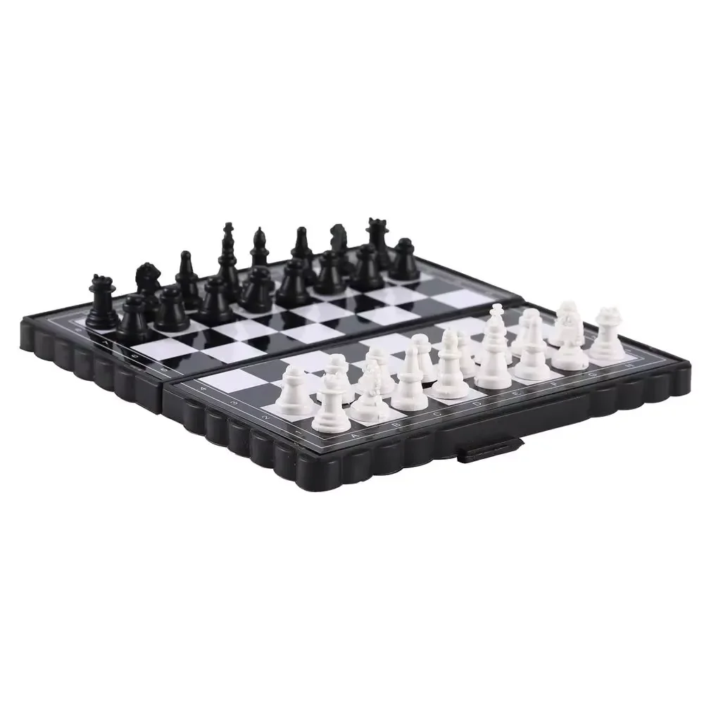 Mini Magnetic Chess Set Folding Magnetic Plastic Chessboard Board Game Portable Kid Toy Outdoor magnetic chess set board game foldable chess board folding chess board table games
