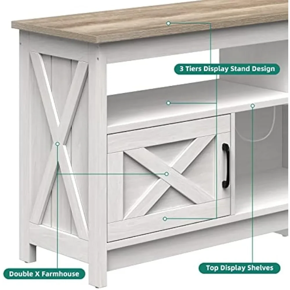 Sideboard Buffet Cabinet Farmhouse with Barn Door Coffee Bar Cabinet Storage and Open Shelves for Home Kitchen Dinning