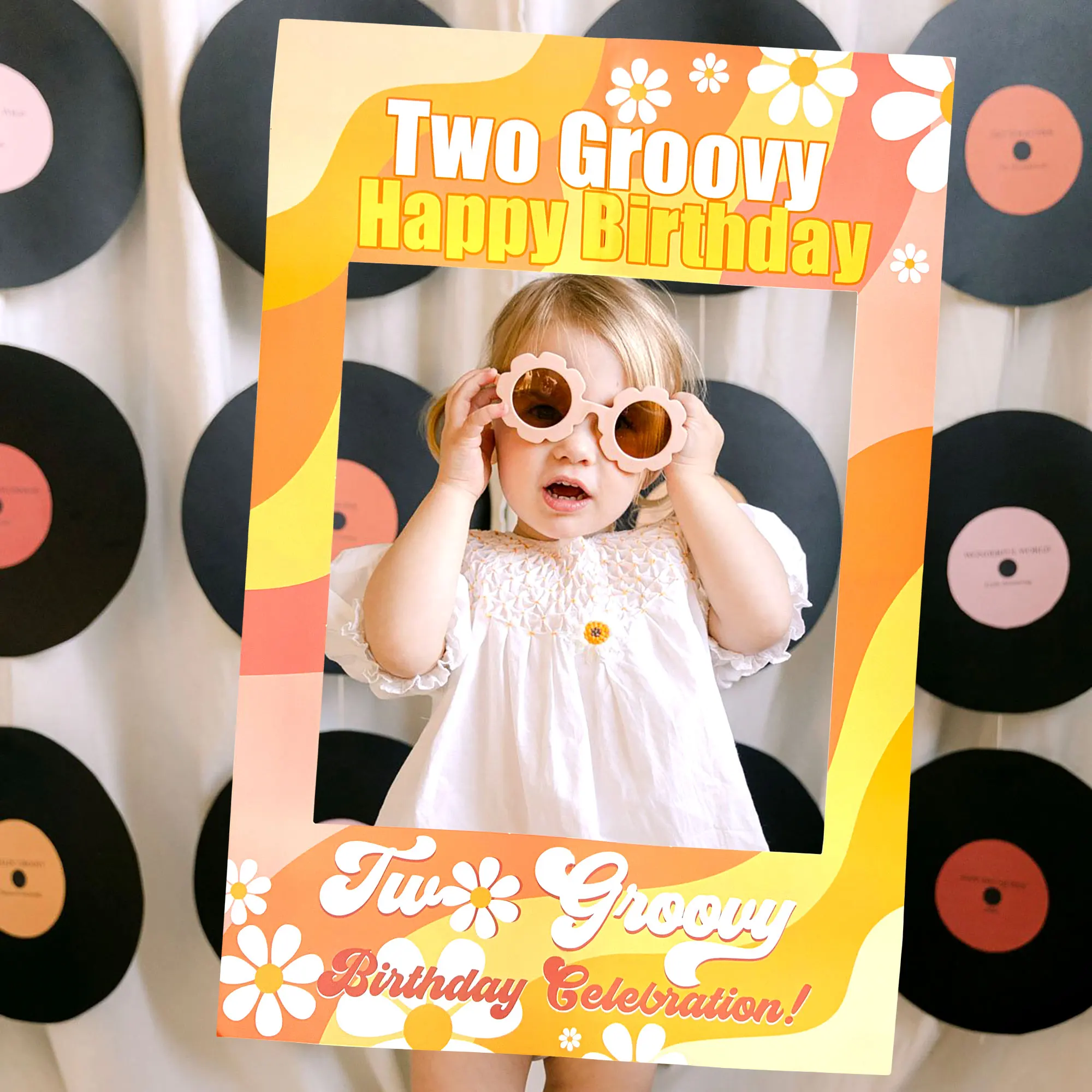 Two Groovy Party Photo Booth Props Frame LaVenty for Two Groovy Birthday Party Decoration Frame Supplies Favors