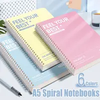 60 листов/книга A5, спиральные тетради, перфорированные страницы, цветной блокнот, внутренняя страница с горизонтальной линией, ручная учетная книга, школьный офис — изображение 5