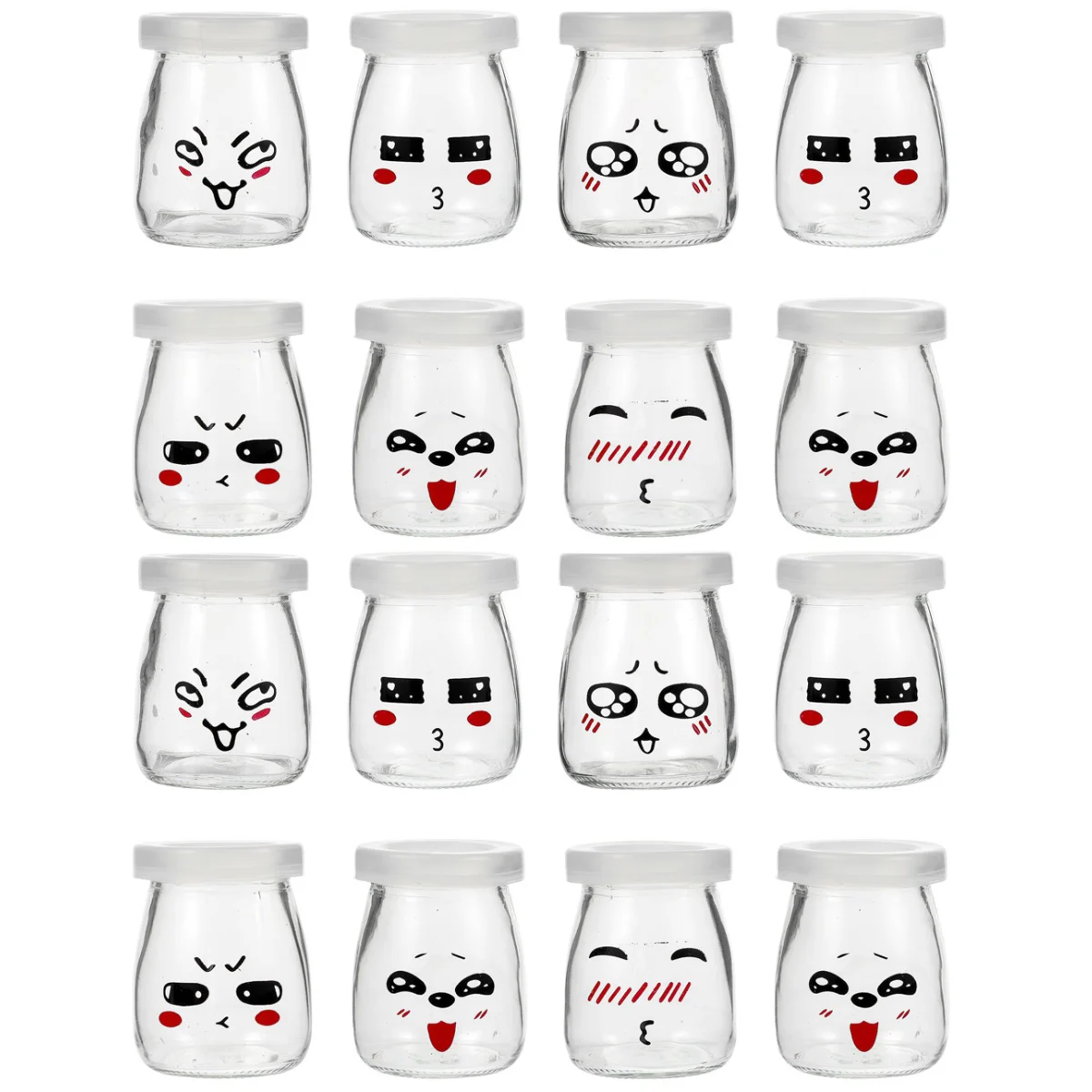 

16 pcs Glass Yogurt Jars Glass Pudding Bottles Clear Jam Jars Glass Containers Small Jars for Kitchen Jam Coffee Spices Honey