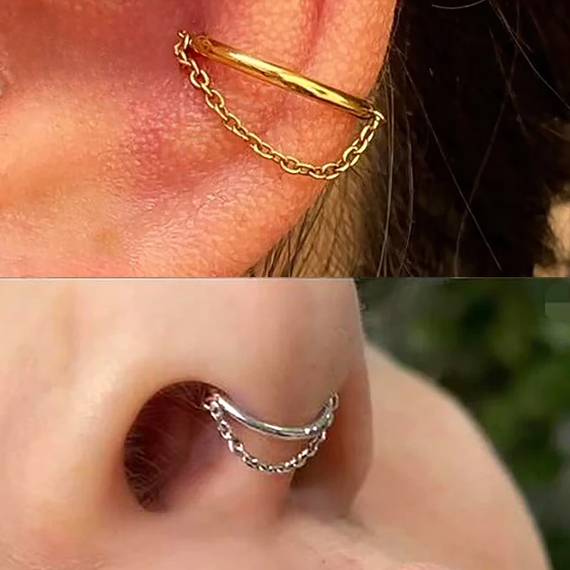 Titanium Piercing Septum Zircon Ear Tragus Cartilage Nose Rings Daith Helix Hoop Clicker Women Jewelry Girl Gift