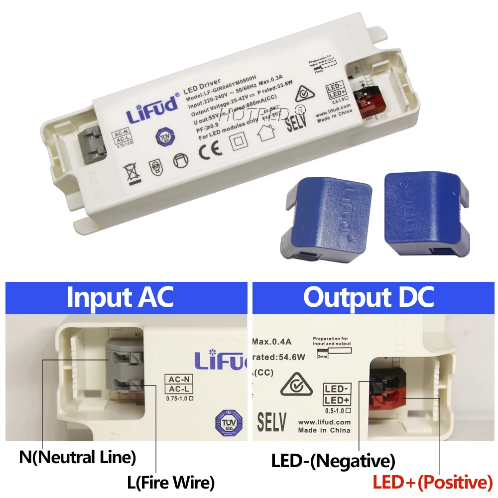 Constant Current Lifud Switching Power Supply 1000mA 27-42VDC 42W Isolated Input 100-240VAC LF-GIR040YK1000U Constant Current Commercial Lighting Driver LED Panel Driver Led Driver