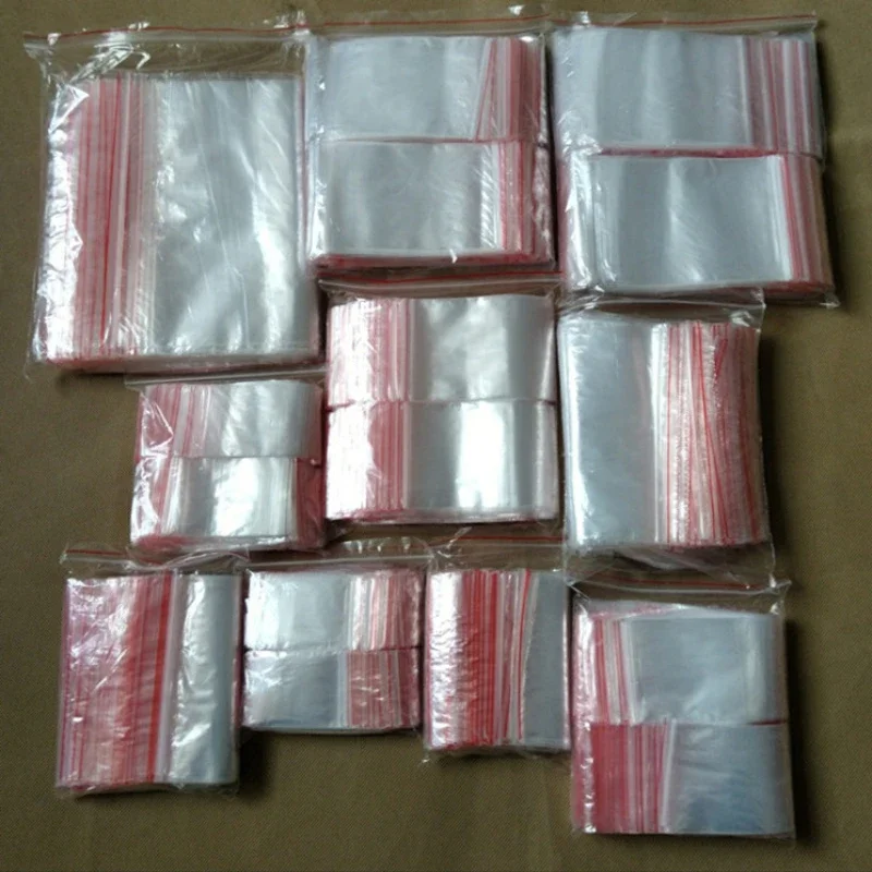 100-500pcs Thicken Zipper Self-sealing Bags Plastic Clear Reusable Small Packing Jewelry Storage Reclosable Poly Pouches
