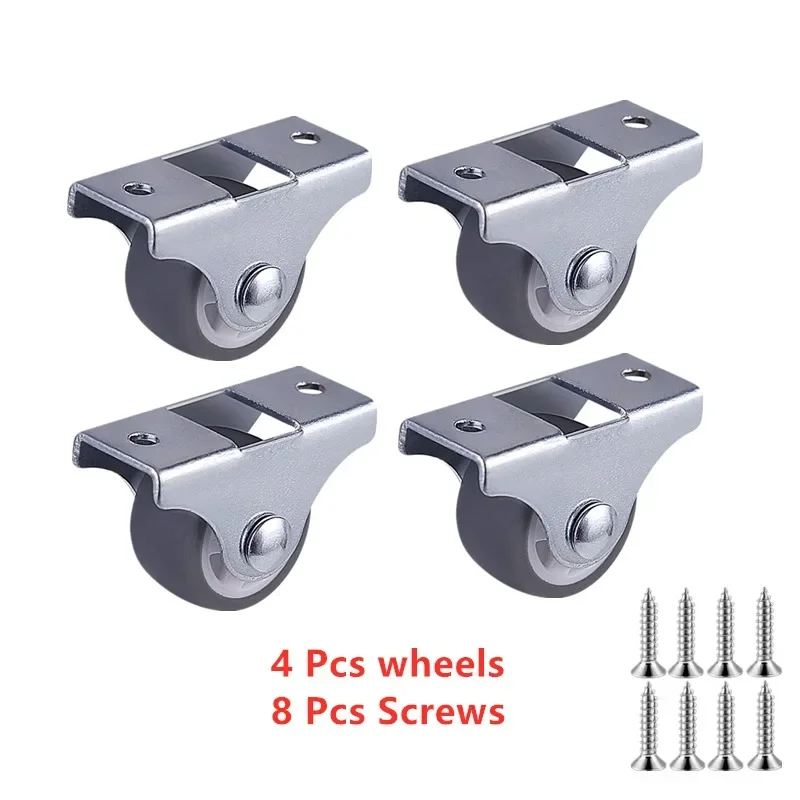 4 Pcs/Lot 1 Inch Silent Drawer Wheel Small Miniature Gray Rubber TPE Directional Pulley Furniture Tatami Drawer Wheel