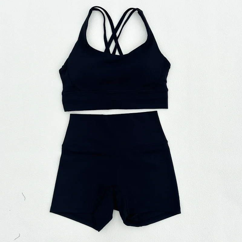 2 Piece Yoga Clothes Women's Tracksuit Athletic Wear Fitness Suit Gym Workout Push Up Clothes Sports Bra Yoga Shorts Suit