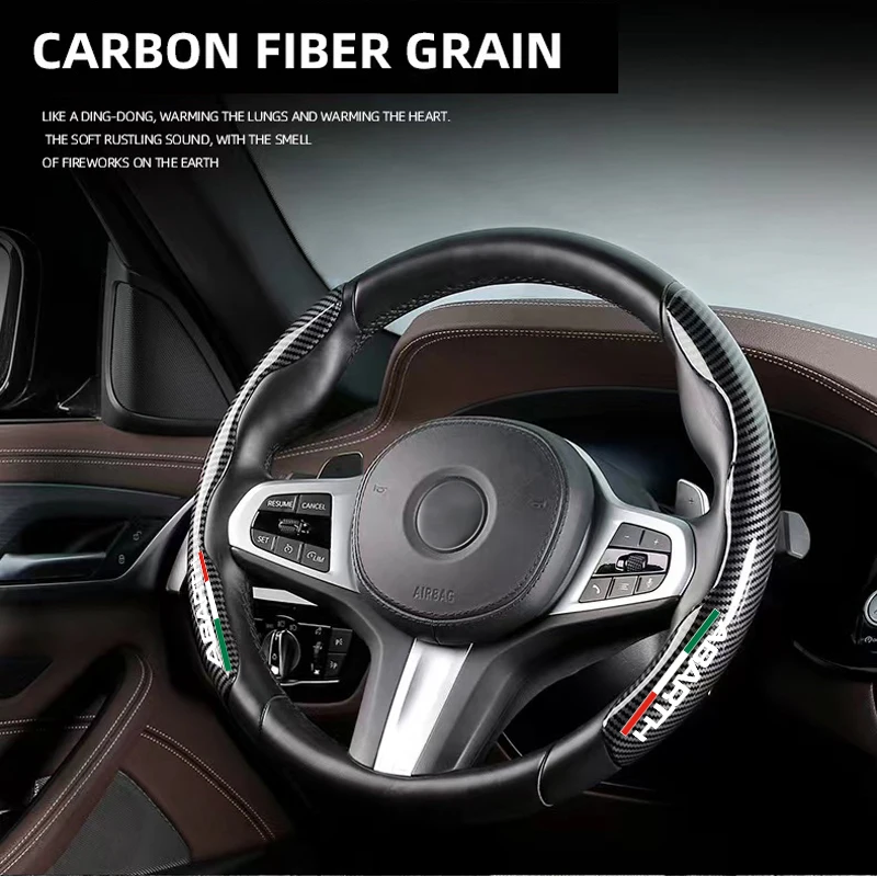 Per Fiat Abarth 500 595 695 Spider 124 Accessori Auto Coprivolante Per Auto In Fibra Di Carbonio Antiscivolo Con Logo Abarth 3D