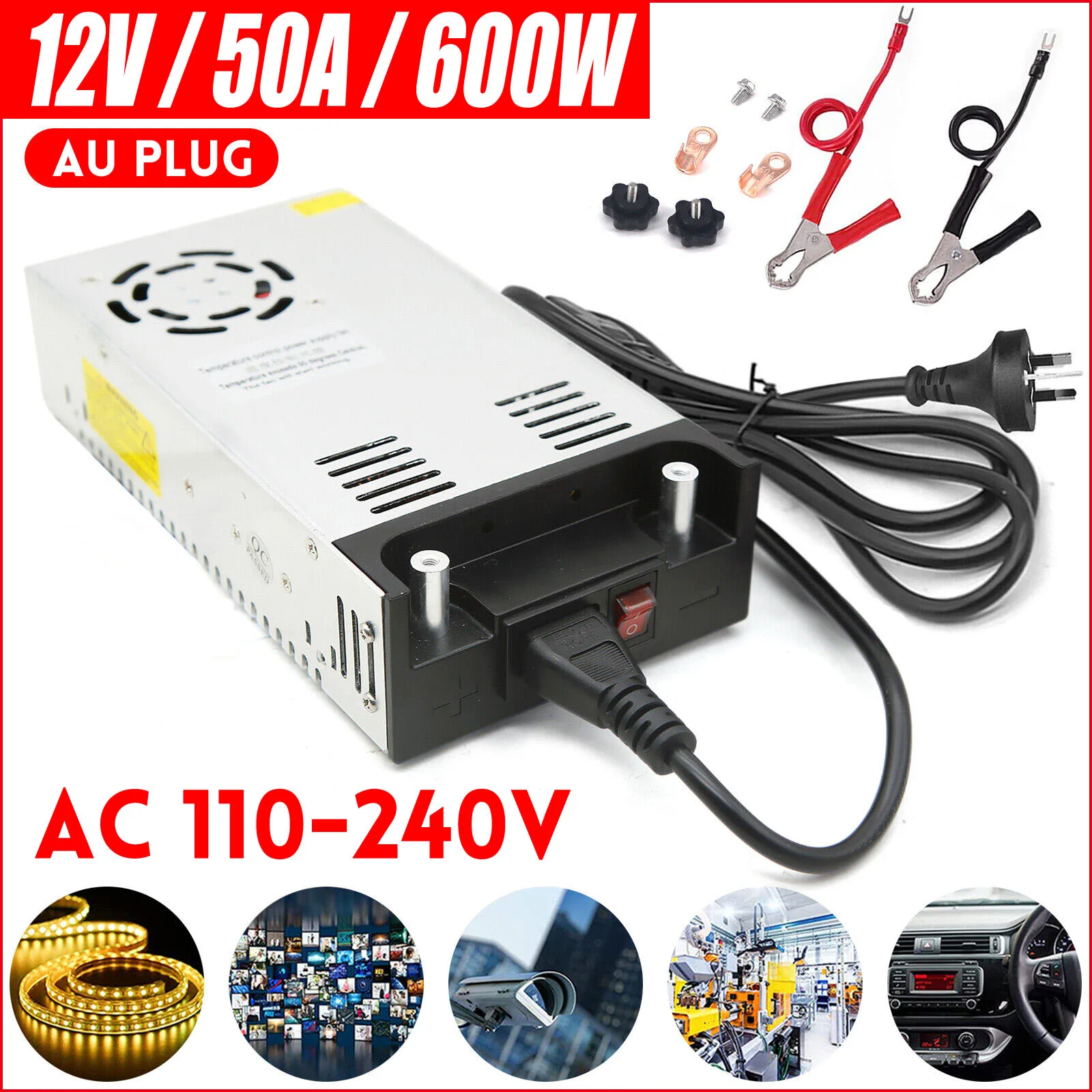 

AC 110-240V to DC 12V 600W 0-50A трансформатор, переключатель питания, светодиодная лента
