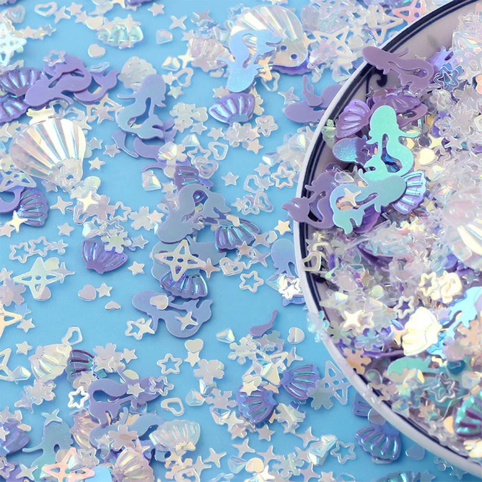 Sparkle Mix Seashell Star Heart Flower Mermaid Glitter Confetti Fairy Flakes Nails Art Decorations Manicure Forniture Fai Da Te Paillettes