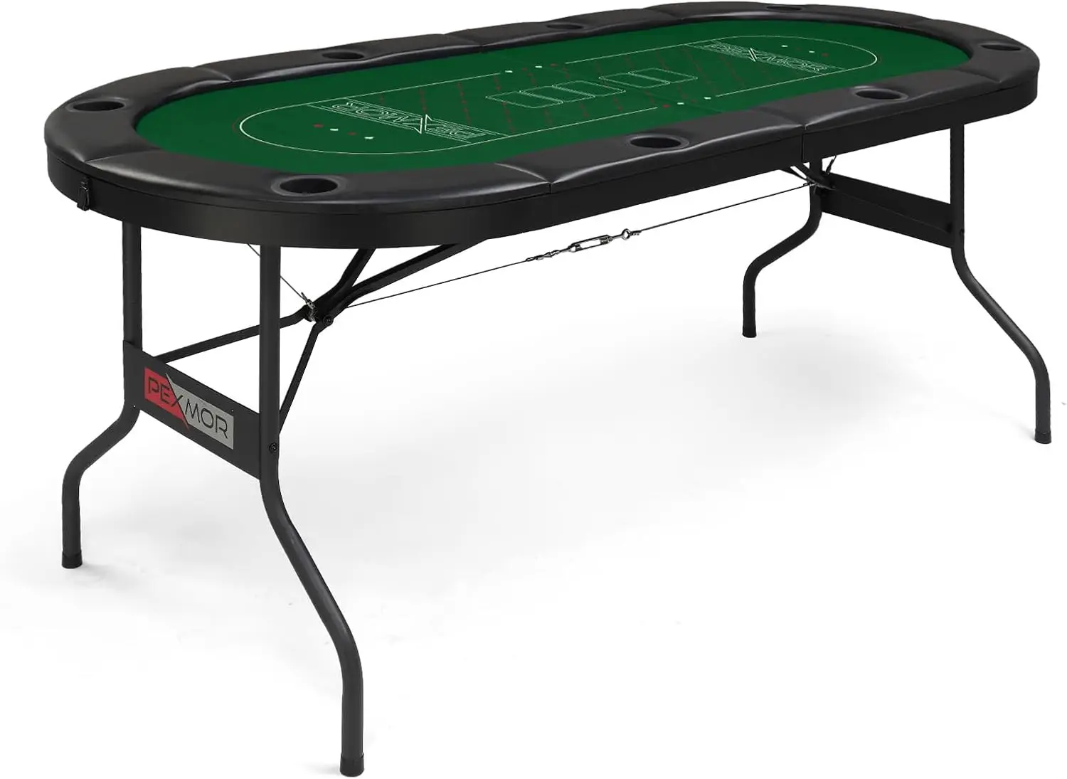 8 Player Foldable Poker Table, Folding Texas Holdem Blackjack Casino Game Table w/Deeper Stainless Steel Cup Holders Casino-Gra