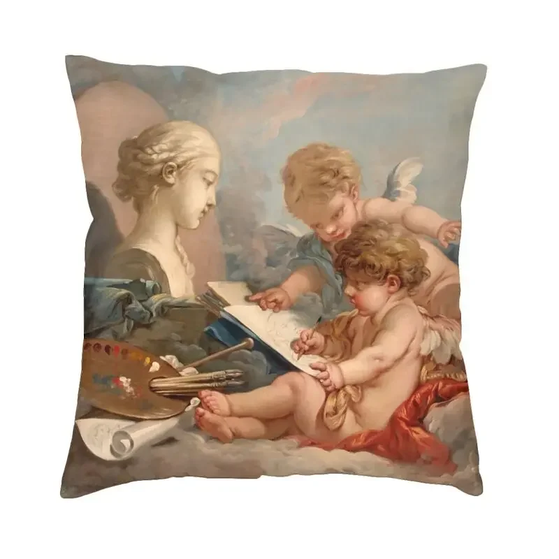 

Aesthetic Renaissance angel cabbage throw case cushion sofa in ocher Rococo art cushion cover sofa car polyester pilowcover