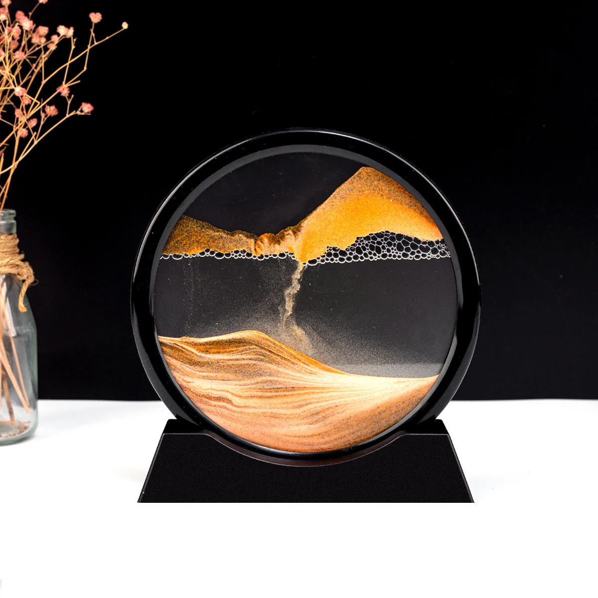 

7/12inch Moving Sand Art Picture Round Glass 3D Hourglass Deep Sea Sandscape In Motion Display Flowing Sand Frame For home Decor