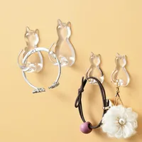 2 Pcs Hooks Cute Room Decor Cat Hook Wall Keychain Coat Hook Home Decoration Solid Colors Hook Hanger Kitchen Accessories 1