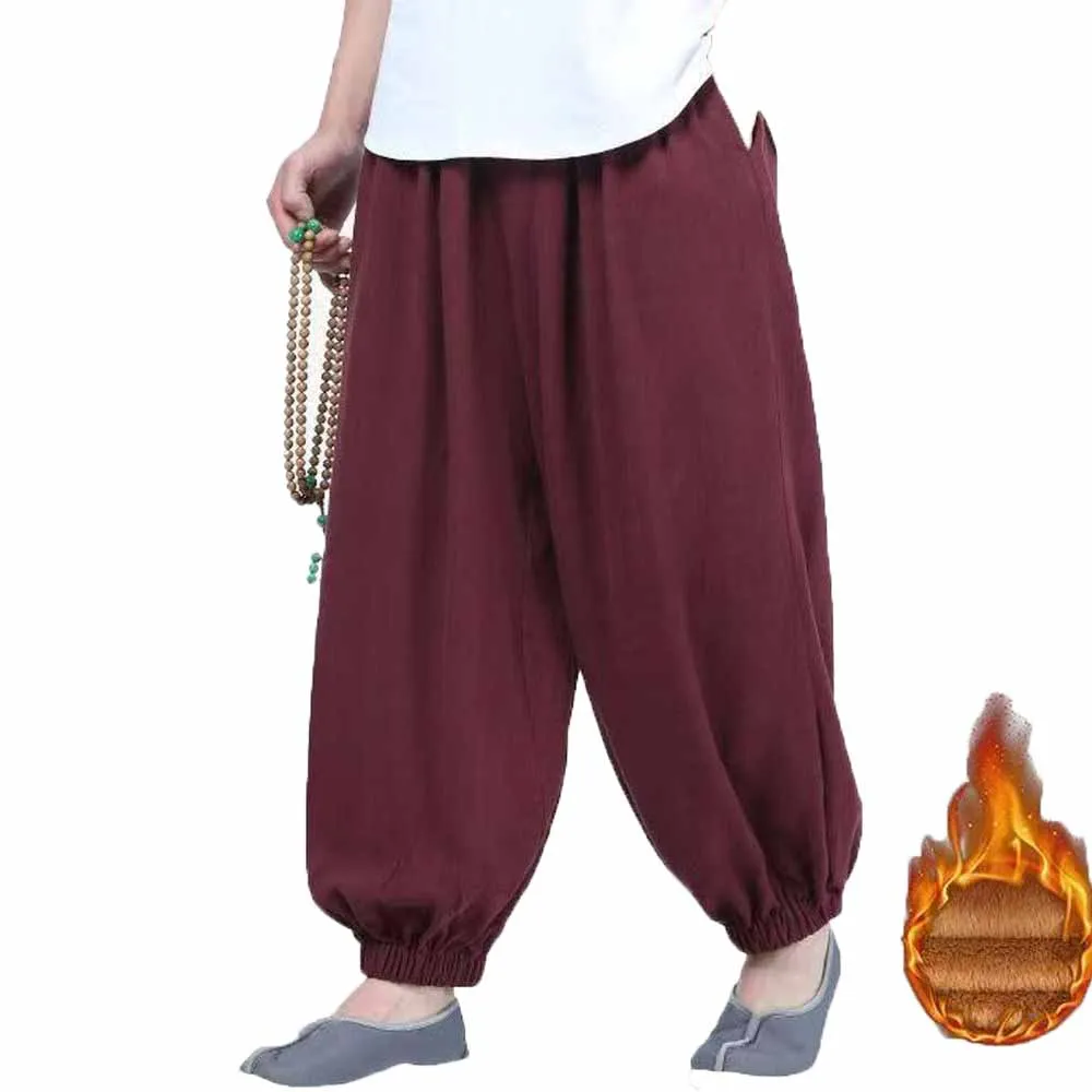 High Quality Cotton Winter Warm Zen Trousers Religion Lay Pants Shaolin Monk Kung Fu Bloomers