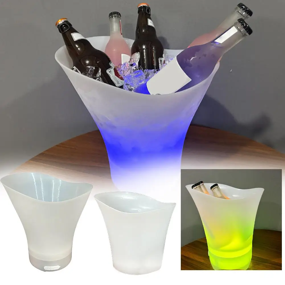 LED Ice Bucket 7L Light-up Ice Cube Colorful Radiant Waterproof Containers Drink Wireless Bucket Lighted Built-in With K9H8