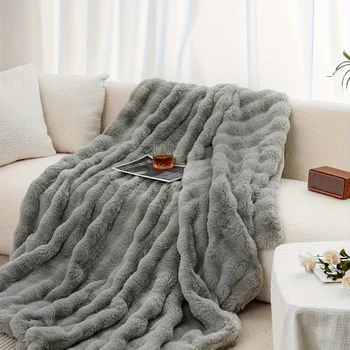 Cozy Faux Rabbit Fleece Throw Blanket 3