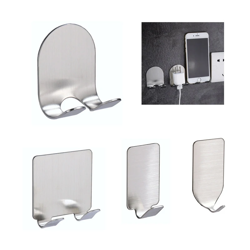 2PCS/Set Waterproof Razor Holder for Shower, Adhesive Hooks Heavy Duty  Stick on Wall Hooks, Towel Hooks, Door Hooks, Stainless Steel Plug Hooks,  Adhesive Holders for Hanging Clothes Kitchen Bathroom Hook