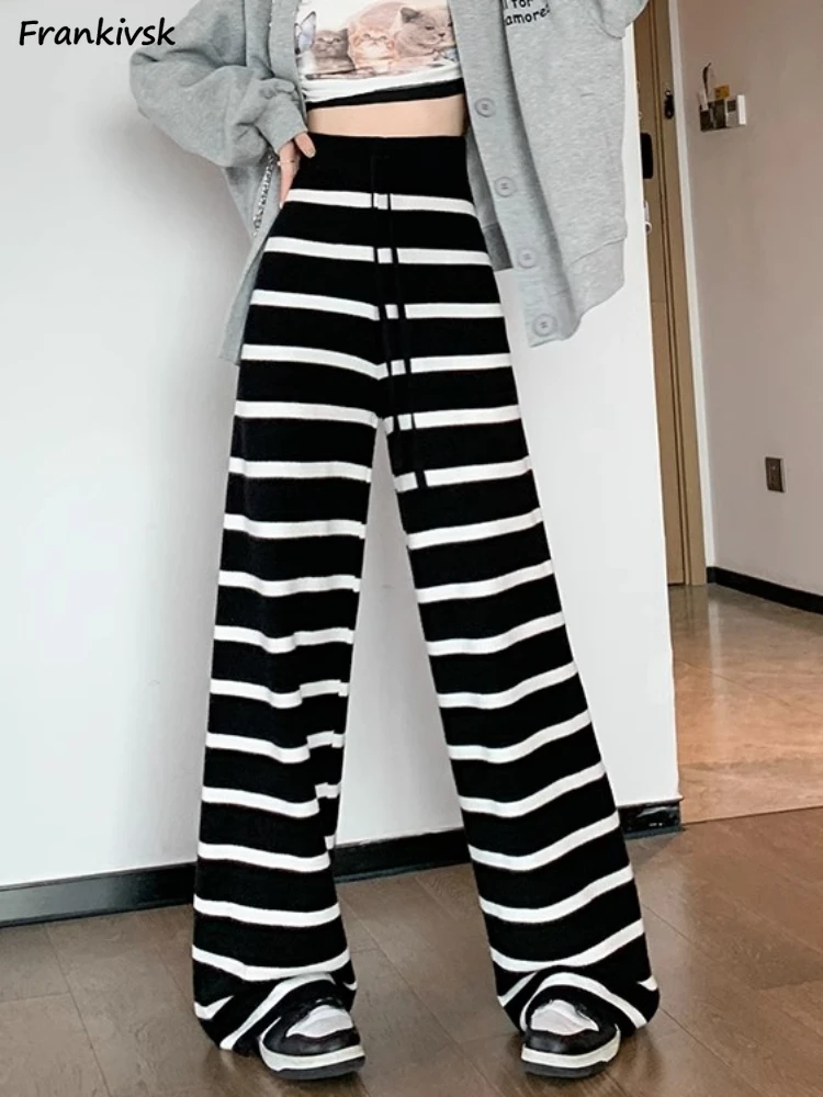 

Striped Pants Women Wide Leg Baggy Cozy Spring Summer Leisure Streetwear American Style Simple All-match Schoolgirls Vitality