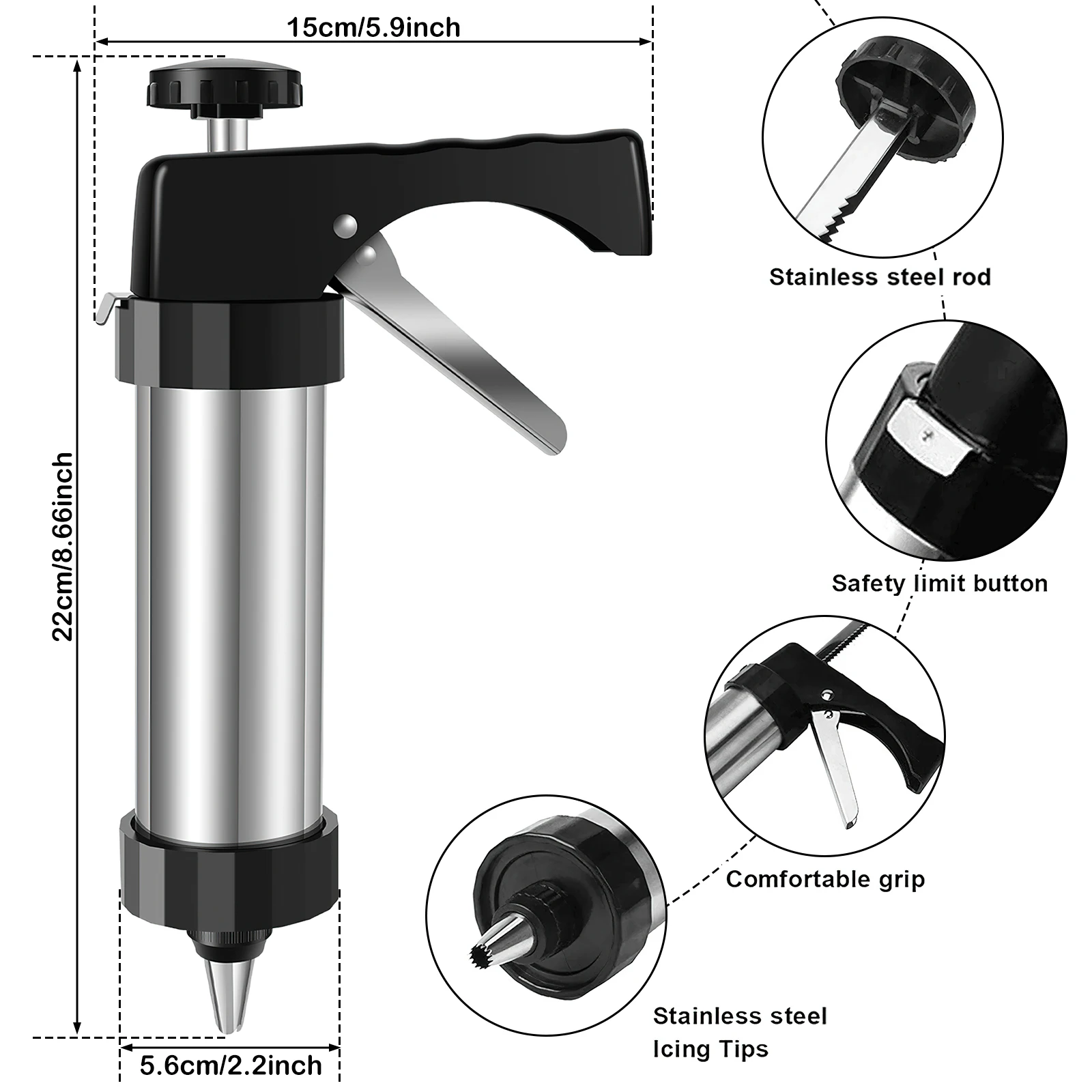 Cake Baking Tools Cake Decorating Tips Cream Foam Gun Biscuit Press Stainless Steel Cream Decorating Cookie Gun Nozzle Mold DIY Pastry Extruder Different Shapes Kitchen Baking Tools