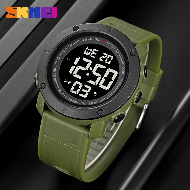 SKMEI Orologio Digitale Uomo Sportivo Militare - LED, Cronometro, Sveglia, Impermeabile 5ATM - Cinturino In PU Morbido - Regalo Per Lui