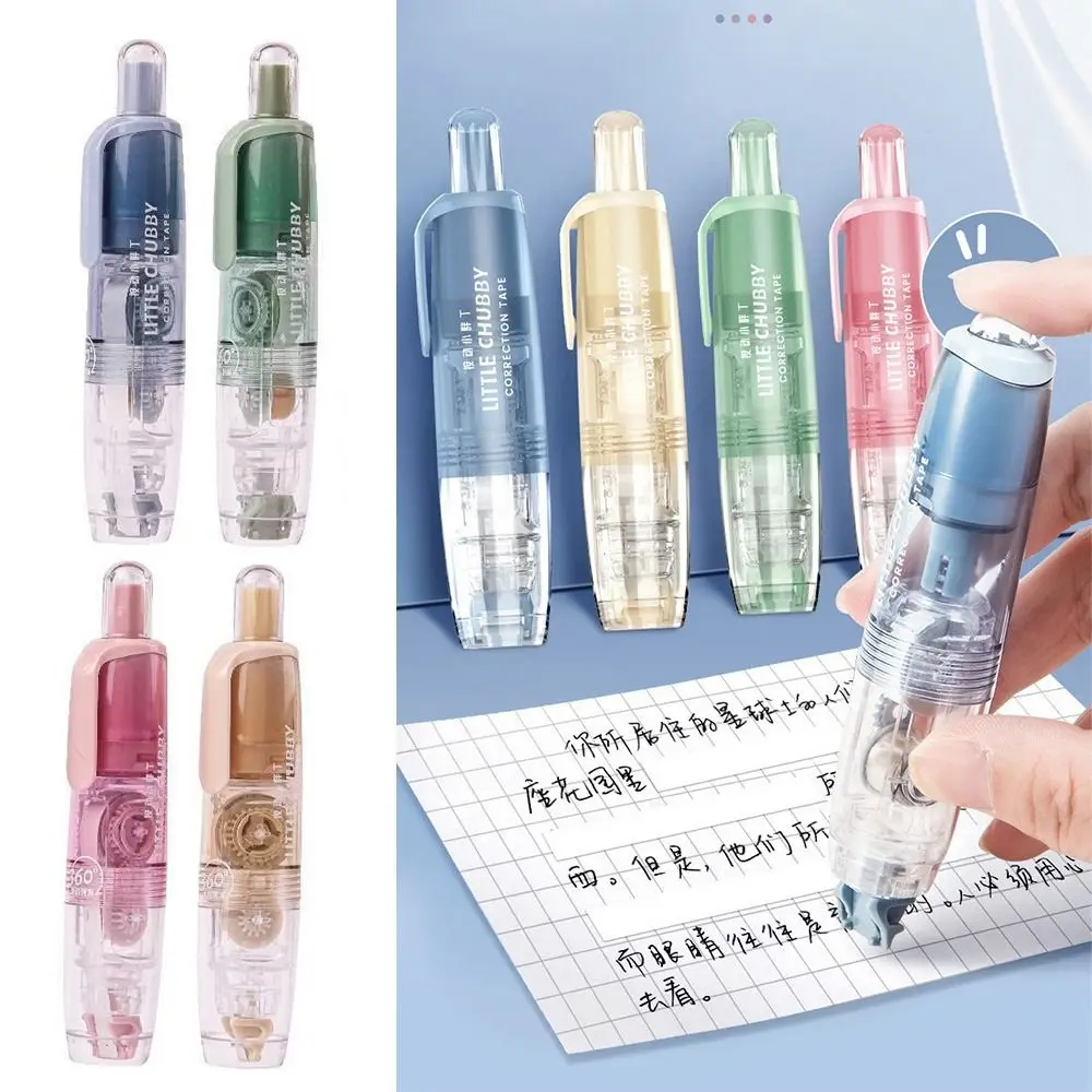 Press Type Correction Tape Pen Shape 360 Degree Rotation Head Corrector Replaceable Core Altered Tools School Office
