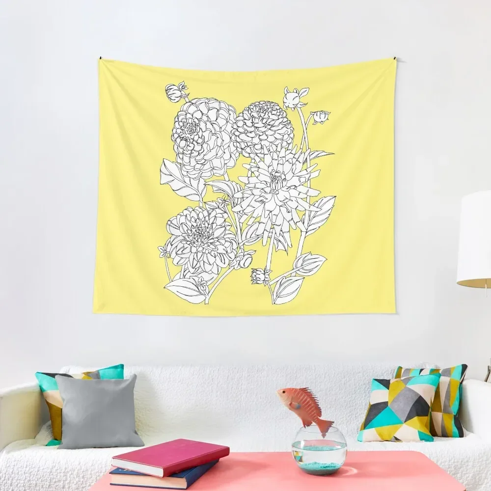 

Dahlias and Flower Gardens Tapestry Bedroom Deco Wallpaper Bedroom Wall Coverings Decoration For Bedroom Tapestry