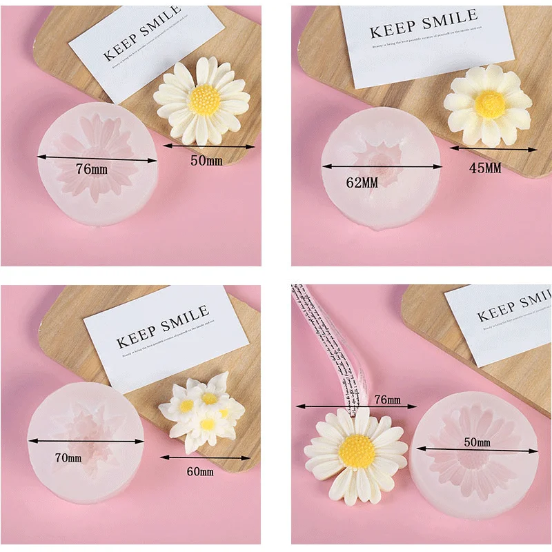 4-piece Set of Daisy Aromatherapy Plaster Silicone Mold DIY Chocolate Cookie Fudge Baking Tools Fondant Cake Decoration Tools