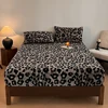 WOSTAR Fluffy rabbit plush elastic fitted sheet mattress protector cover leopard print winter warm coral fleece bedsheet 90/150 6