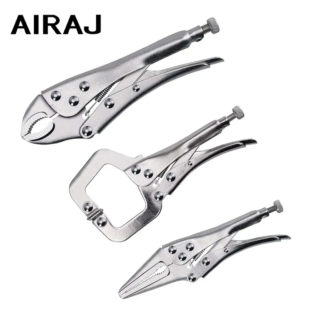 3 Pcs Locking Pliers Welding Tools 7'' Carbon Steel Round Mouth Vise High Torque Fixed Clamping Hand Tools