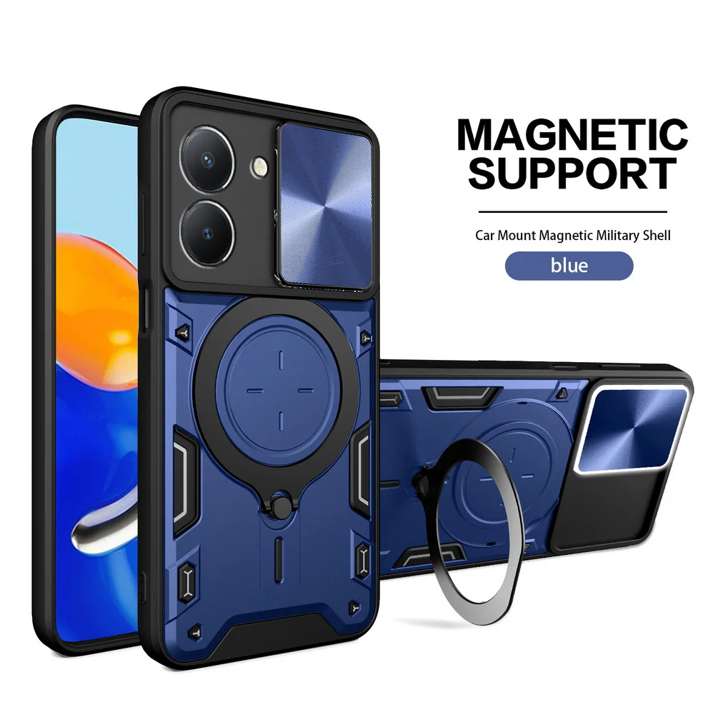 Enhanced Metal Ring Camera Protect Case with Rotating Holder and Armor Design