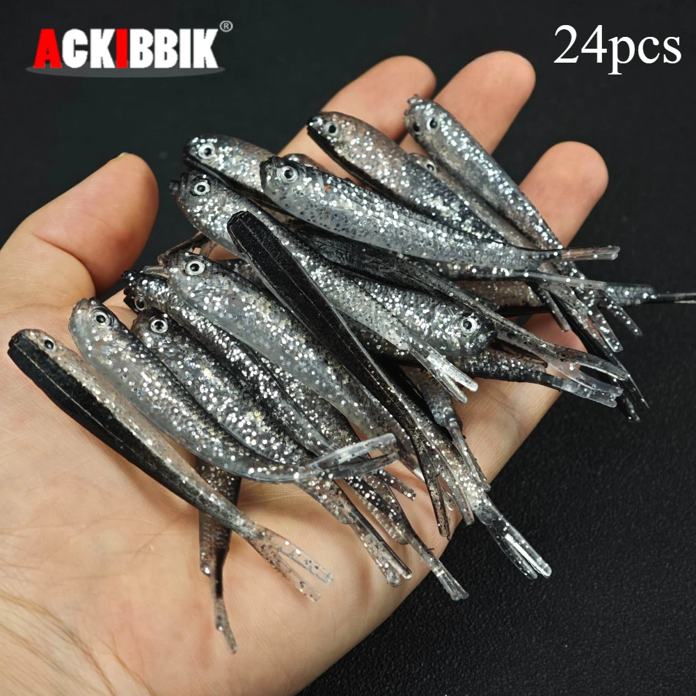 Leurres souples 24 pièces pour bass et truite - appâts artificiels silicone réalistes