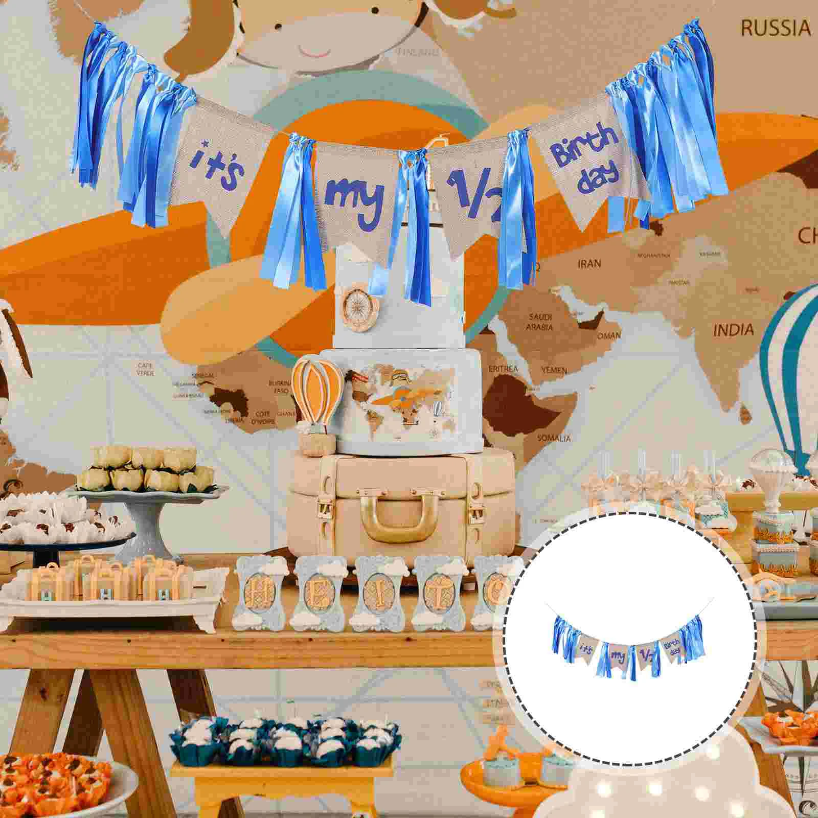 

1St Birthday Decorations Its My 1/2 Birthday Banner Baby Boys First Birthday Banner One Garland Highchair Banner Flag