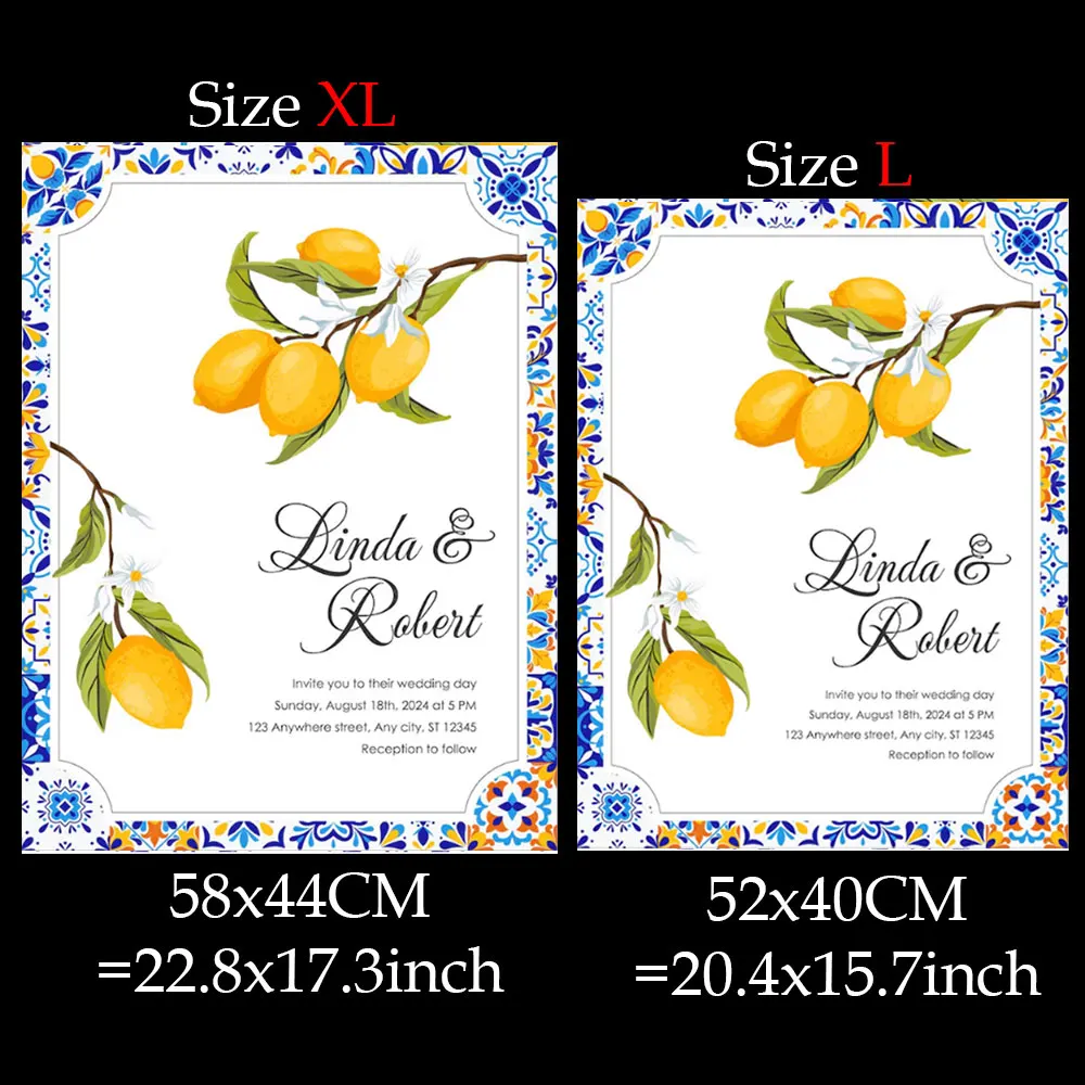 Acrylic Wall Decor Acrylic Party Decor Wedding Poster Mediterranean Lemon Bridal Shower Welcome Sign Mosaic Board Navy Blue Lemon Welcome Sign for Birthday Wedding Decor