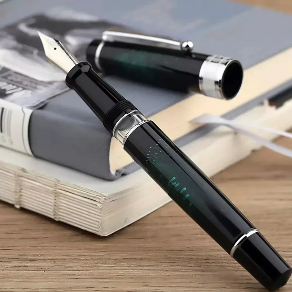 MAJOHN T5 Piston Metal Fountain Pen Fireworks  Iridium Nib EF/F/M 0.38/0.5/0.7mm Large-Capacity Writing Office Gifts Ink Pen