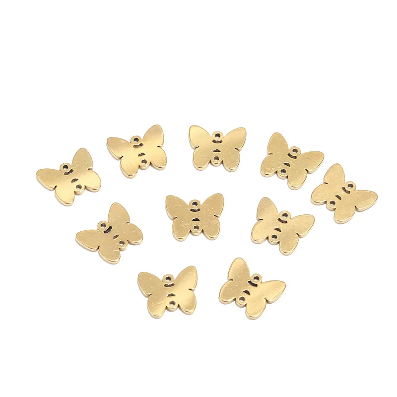 

20pcs 316L Stainless Steel Gold Plated 12*14mm Butterfly Charm Pendants For DIY Jewelry Necklaces Bracelets Making Findings New