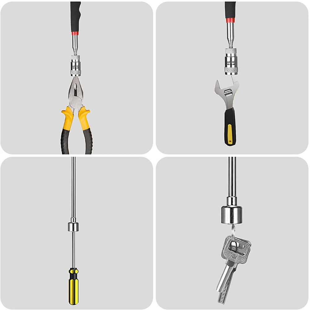 Telescopic Magnetic Pen Extendable Pickup Rod Stick with Light Mini Portable Magnet Pick Up Tool for Picking Up Screws Nut Bol