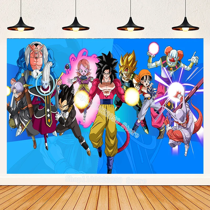 Dragon Ball Happy Birthday Backdrop Cartoon Anime Son Goku Wall Decoration Photography Background Party Supplies Christmas Gifts