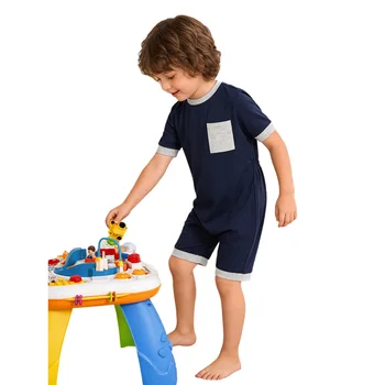 Unisex Kids Special Needs Adaptive Clothing Autism Sensory Boys Girls Anti-Strip Jumpsuit Short Sleeve Back Zipper Bodysuit 1