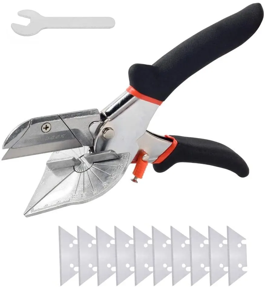 

Multi-angle Bevel Scissors, With Adjustable Gusset Cutting Blades, From 45 Degrees To 135 Degrees, With 10 Blades And Wrenches