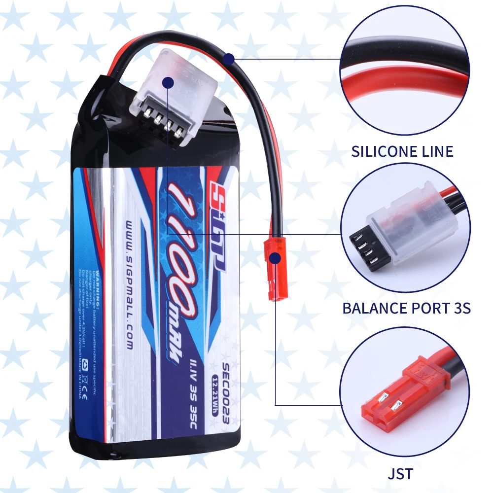 3S Lipo Battery for 1100mAh 1350mAh 11.1V 20C 25C 35C with XT30 JST Plug RC Airplane Quadcopter Helicopter Drone FPV 2pcs 3