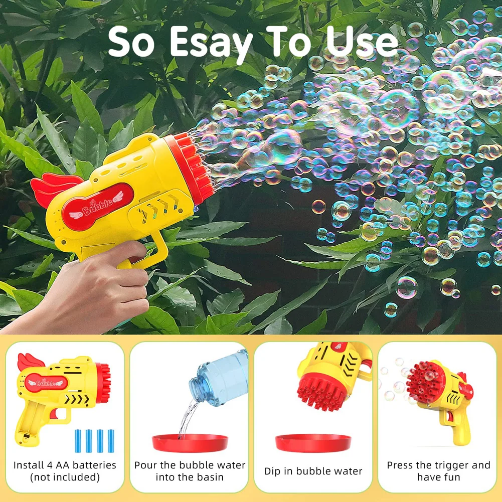 Bubble Gun Electric Automatic Bubble Blowing Rocket Artillery Bubble  Machine, Children's Portable Outdoor Party Toy Led Light Toy(excluding  Bubble Liquid And Battery) Halloween Christmas Gift - Temu