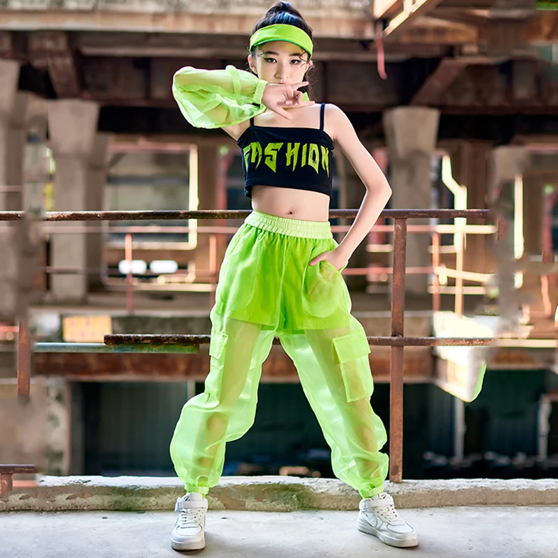 Hip Hop Kids Clothes Girls Jazz Street Dance Costume Green