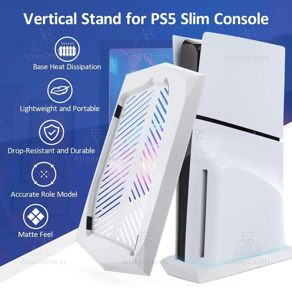 Vertical Stand with Ventilated Base for Enhanced Cooling and Stability - White