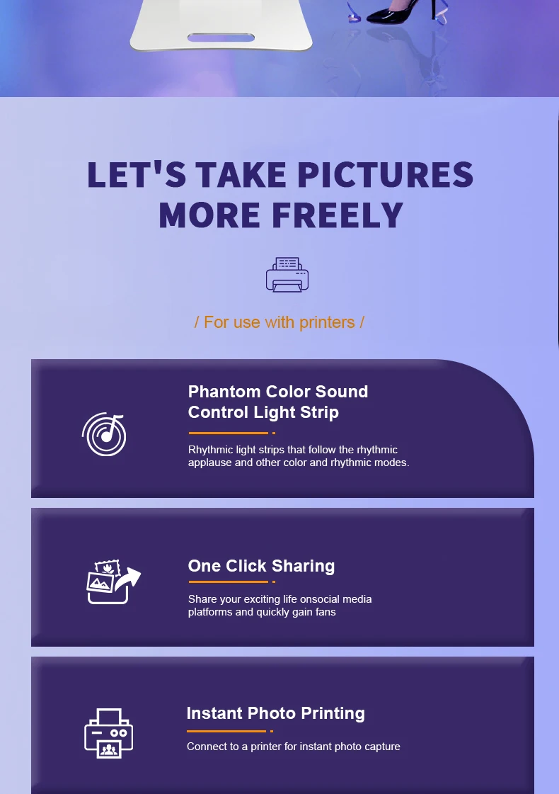 Máquina de fotomatón para iPad, para 10,2 pulgadas/10,5 pulgadas/11 pulgadas/12,9 pulgadas/13 pulgadas, bodas, fiestas, eventos, fotomatón LED portátil para Selfie