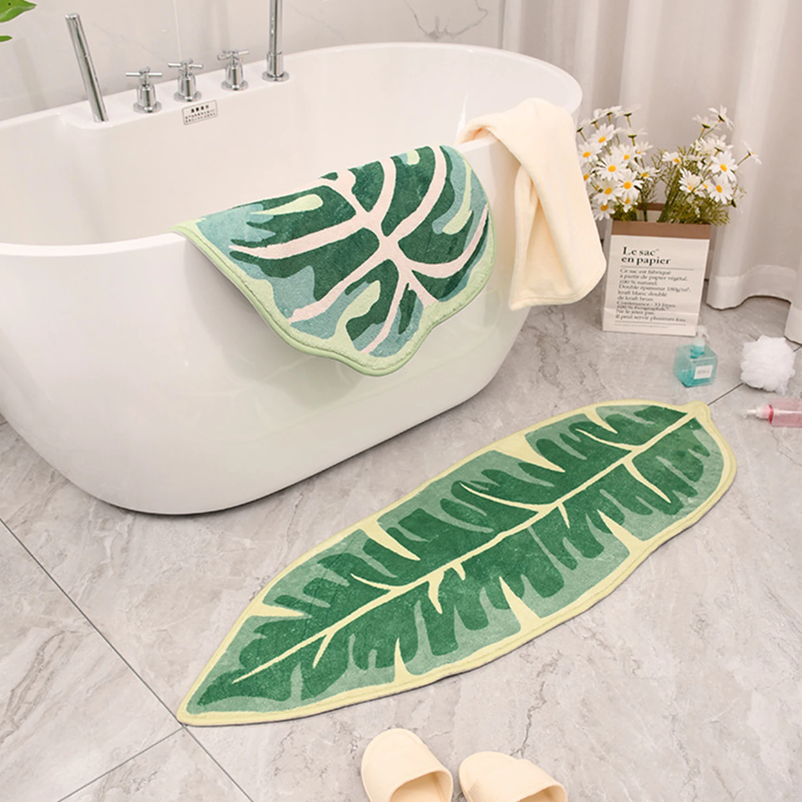 Bath Mat For Bathroom Green Boho Bathroom Rugs Non Slip Cute Leaves Small  Bath Rug Soft Absorbent Washable Carpet For Soft Throw - Bath Mats -  AliExpress